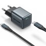 Vention Cargador de Pared GaN 20W con 1xUSB Tipo-C y Cable Lightning Gris